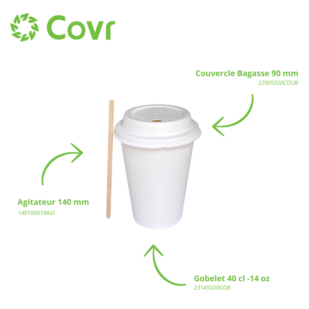 Gobelets carton blancs 40 cl / 14 oz - 300 + 18 g/m²