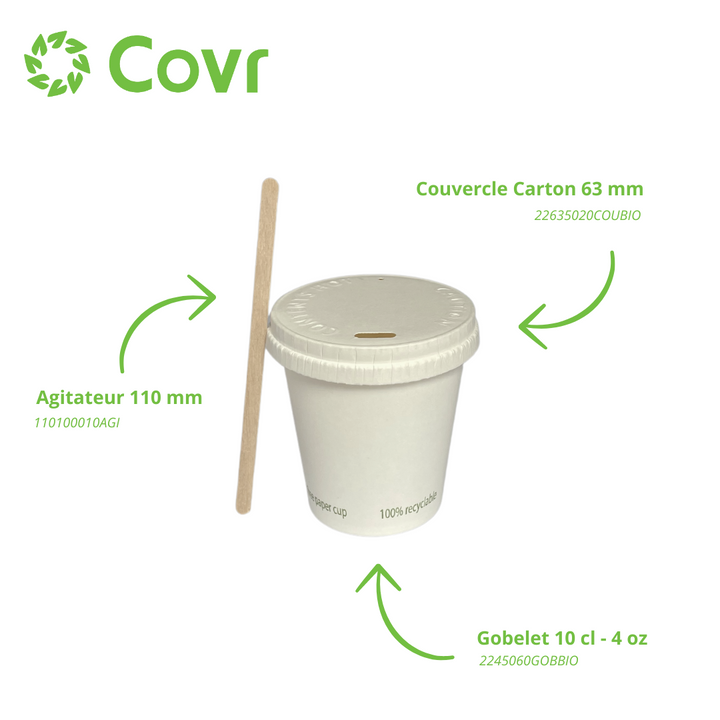 Gobelets Carton Sans Plastique 10-12 cl / 4oz - 225 g/m²