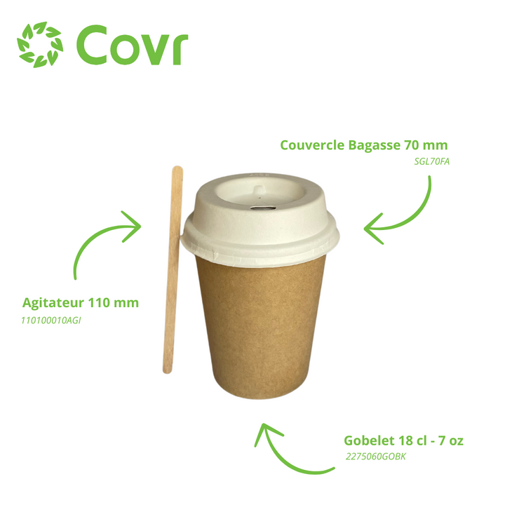 Gobelets carton Kraft 18-20 cl / 7 oz - 250 + 18 g/m²