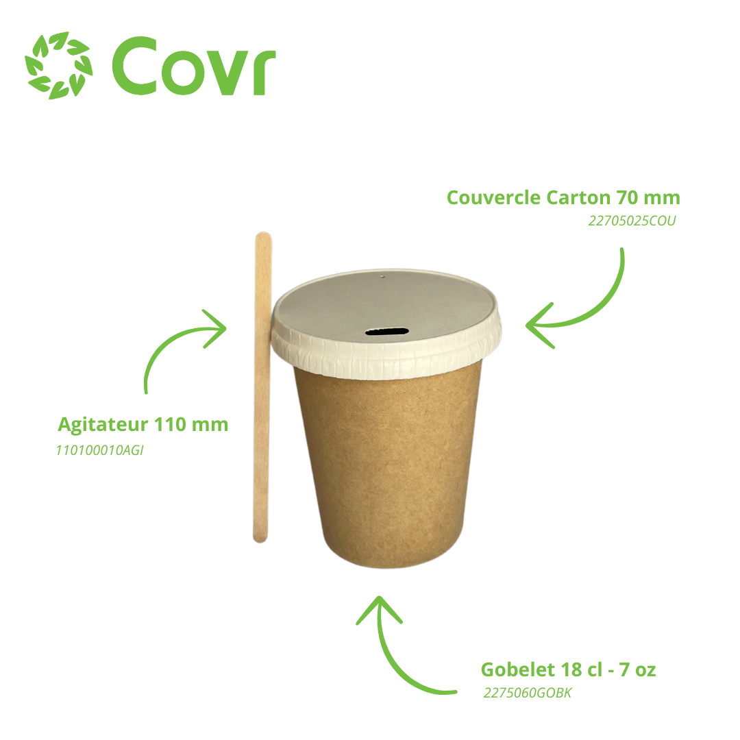 Gobelets carton Kraft 18-20 cl / 7 oz - 250 + 18 g/m²