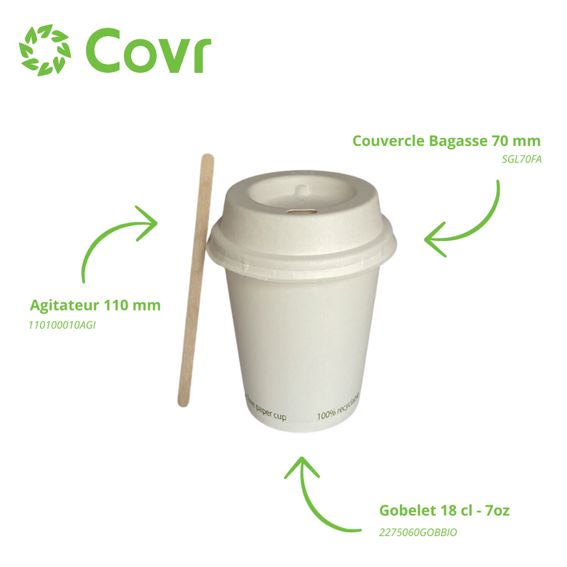 Gobelets Carton Sans Plastique 18-20 cl / 6-7 oz - 225 g/m²