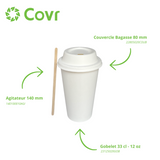 Gobelets carton blancs 33 cl / 12 oz - 235 + 18 g/m²