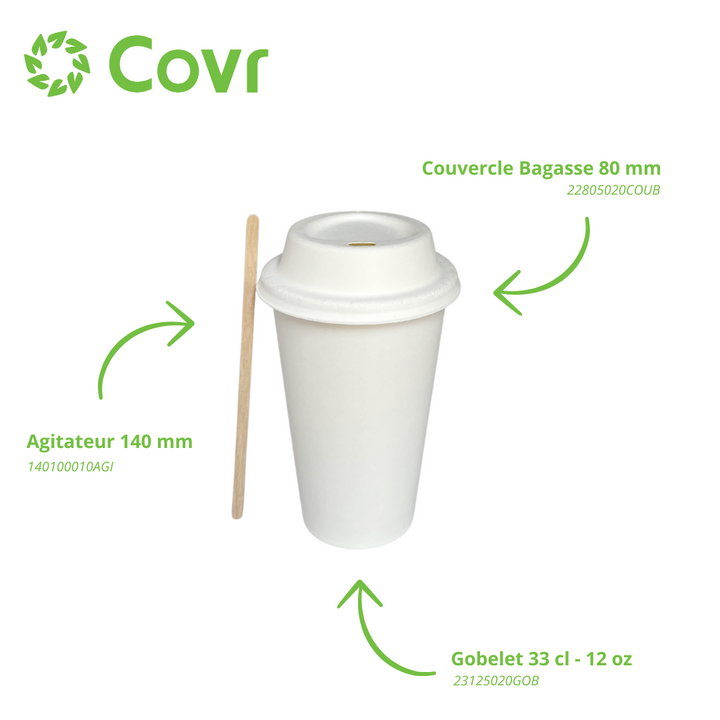 Gobelets carton blancs 33 cl / 12 oz - 235 + 18 g/m²