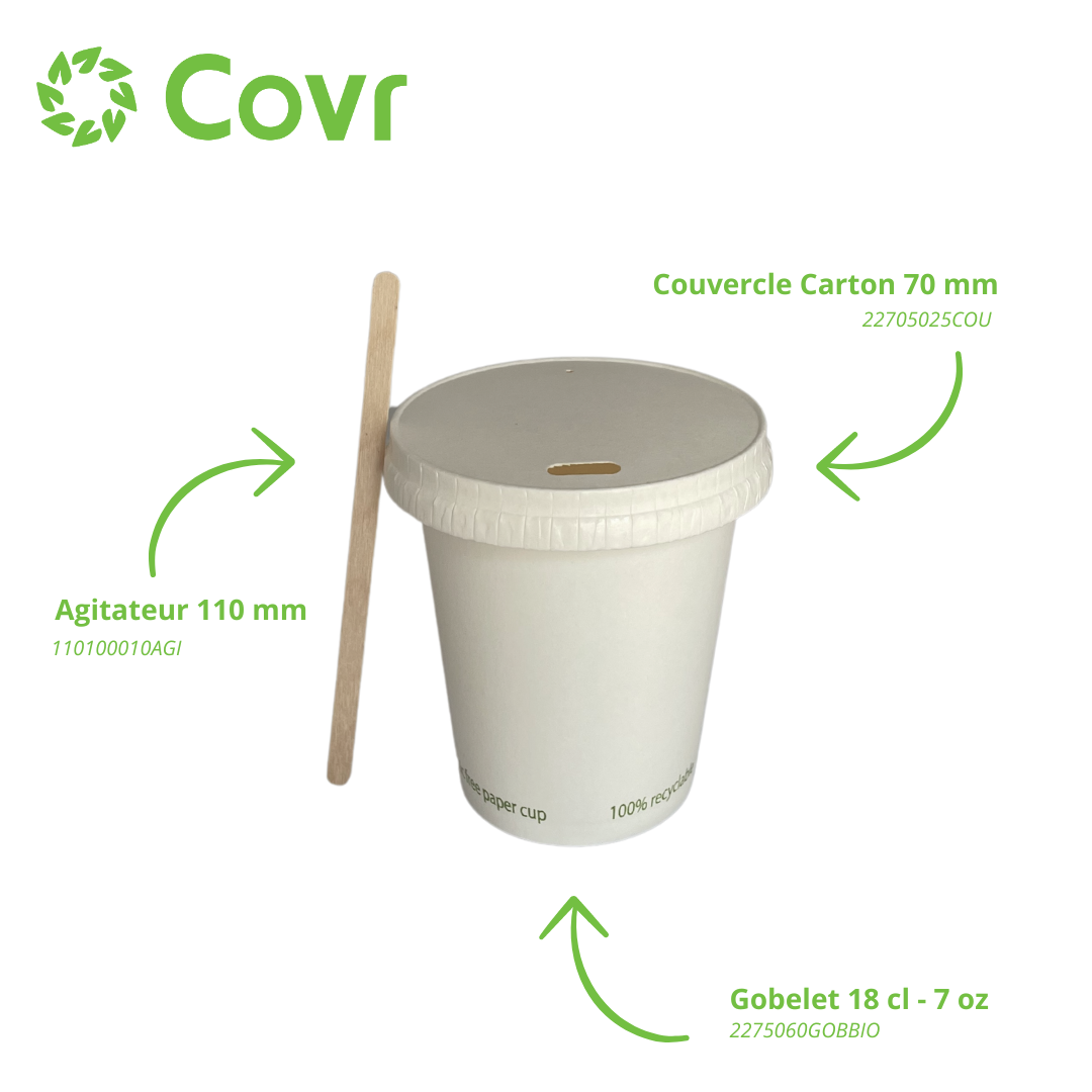 Gobelets Carton Sans Plastique 18-20 cl / 6-7 oz - 225 g/m²