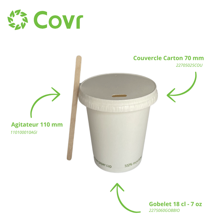 Gobelets Carton Sans Plastique 18-20 cl / 6-7 oz - 225 g/m²