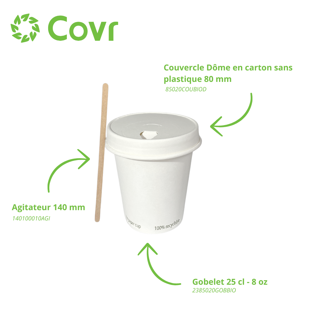 Gobelets Carton Sans Plastique 25 cl / 8 oz - 255 g/m²