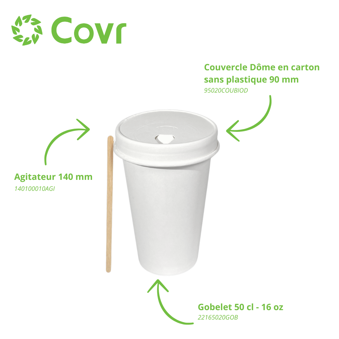 Gobelets carton blancs 50 cl / 16 oz - 300 + 18 g/m²