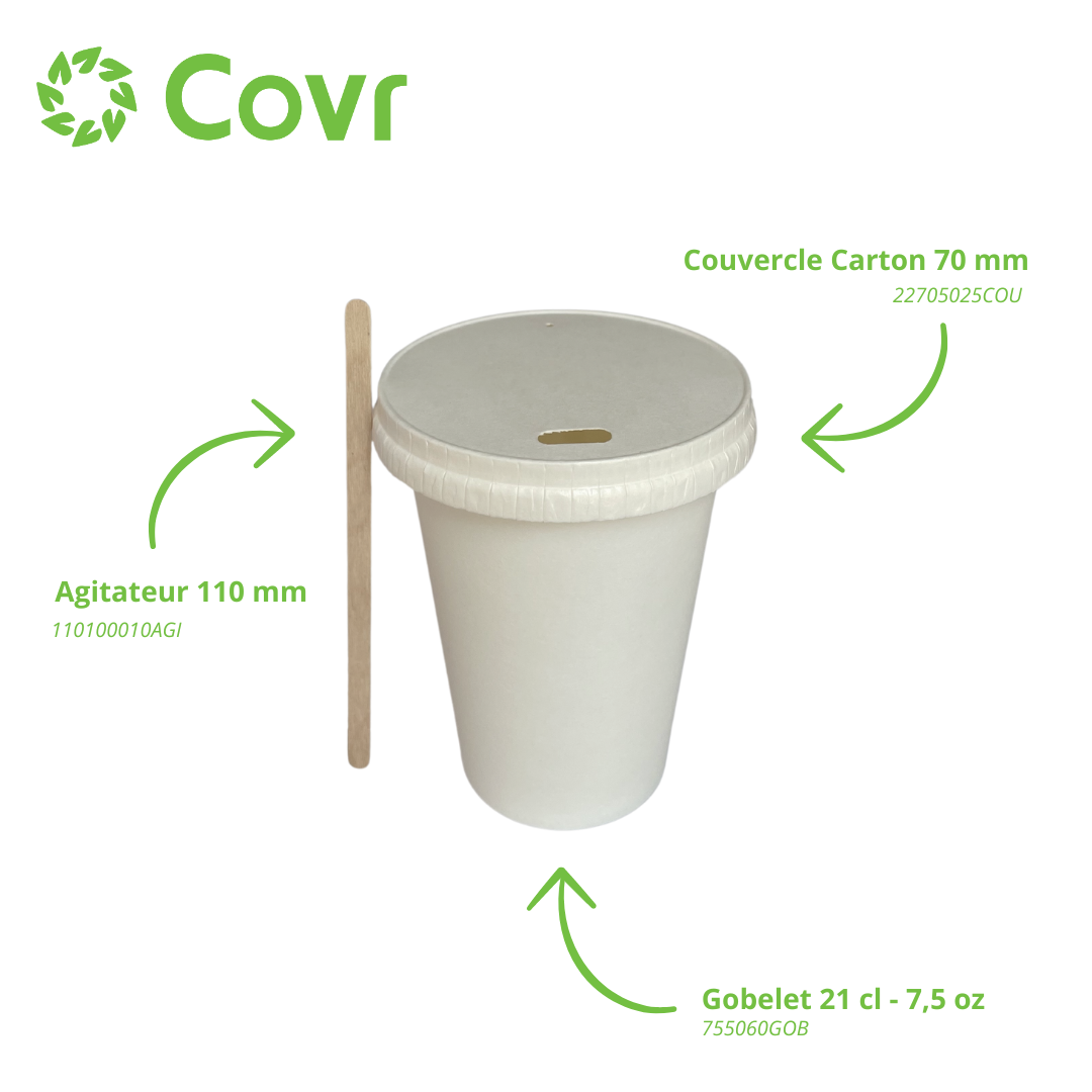 Gobelets carton blancs fontaine 21 cl / 7,5 oz - 190 + 15 g/m²