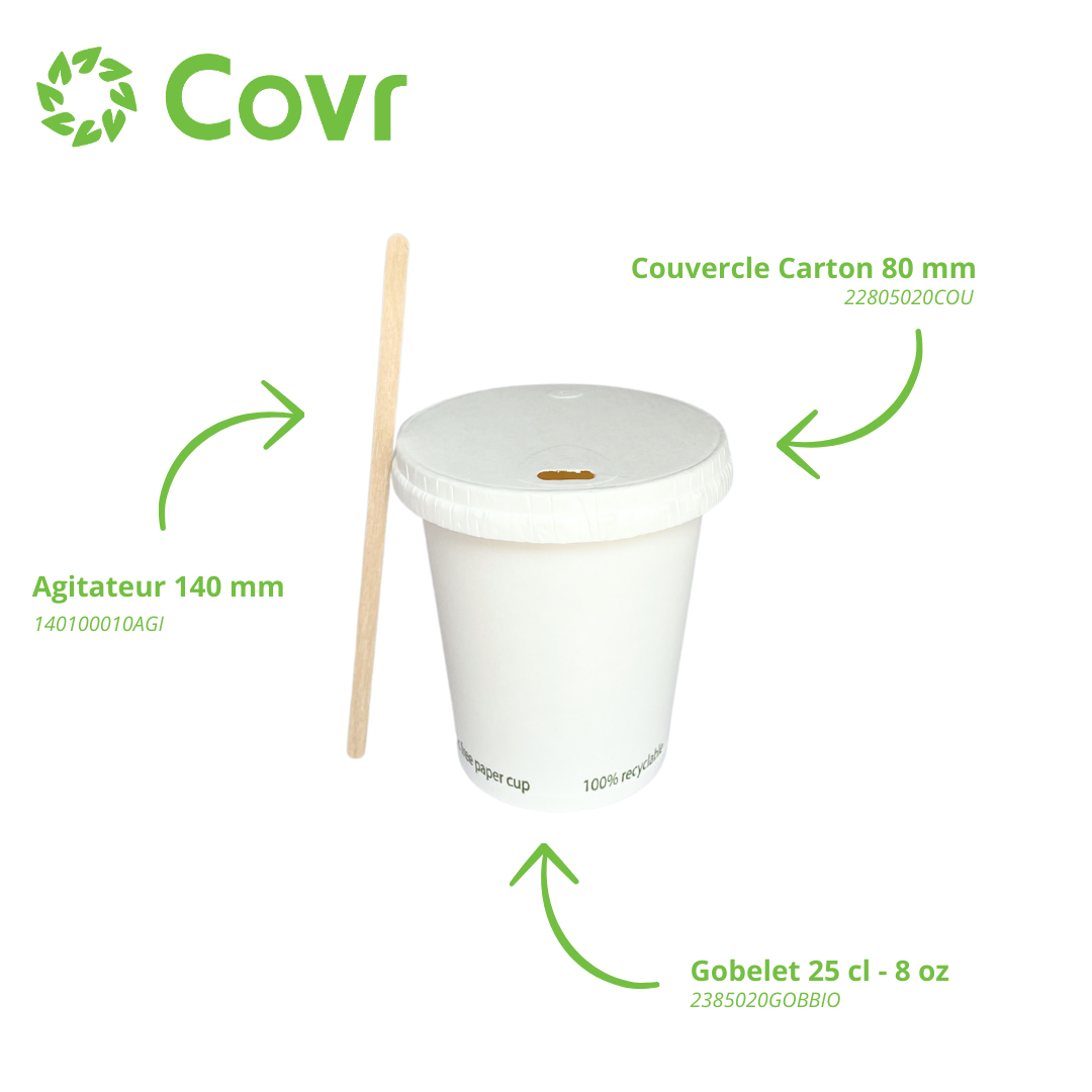 Gobelets Carton Sans Plastique 25 cl / 8 oz - 255 g/m²
