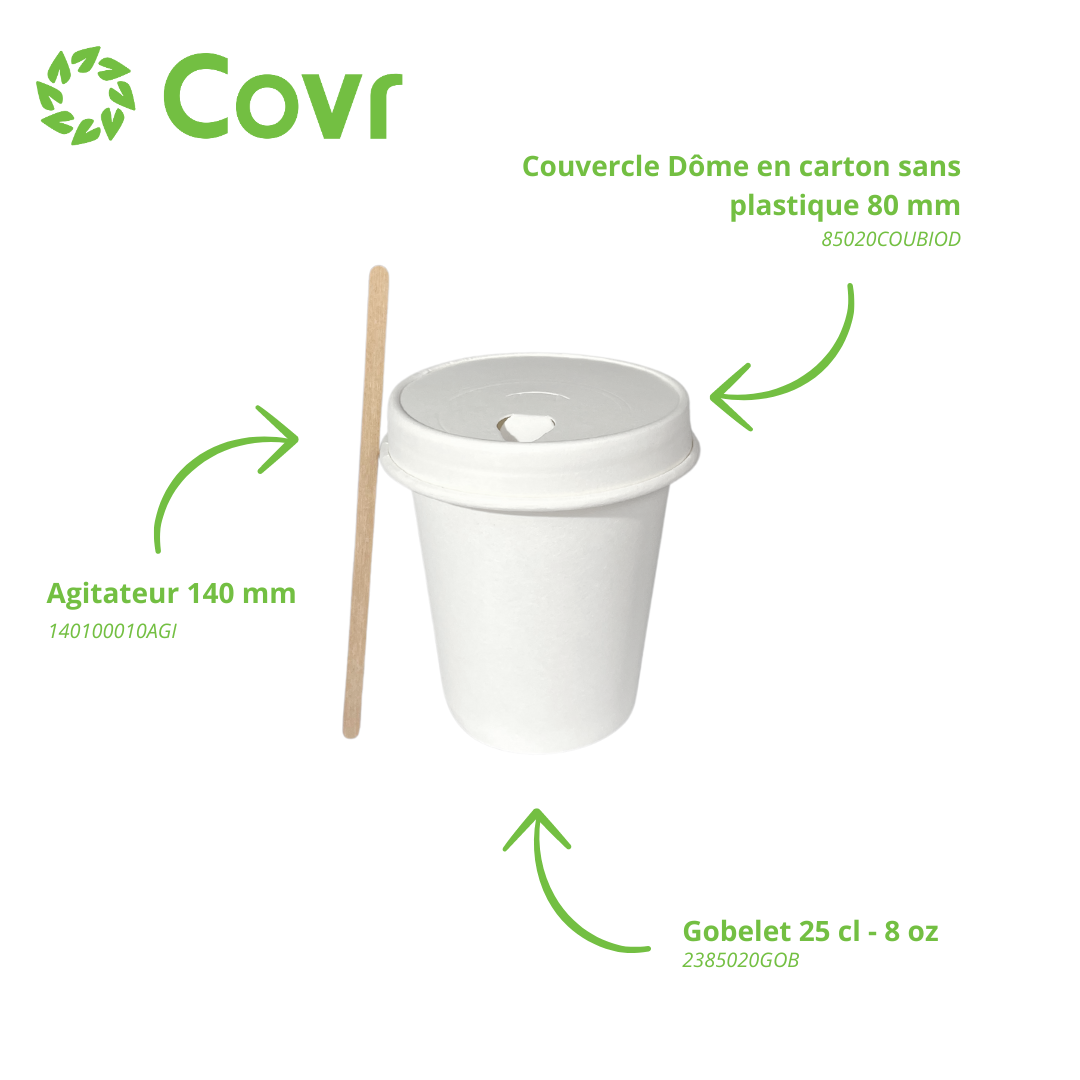 Gobelets carton blancs fontaine 25 cl / 8 oz - 250 + 18 g/m²