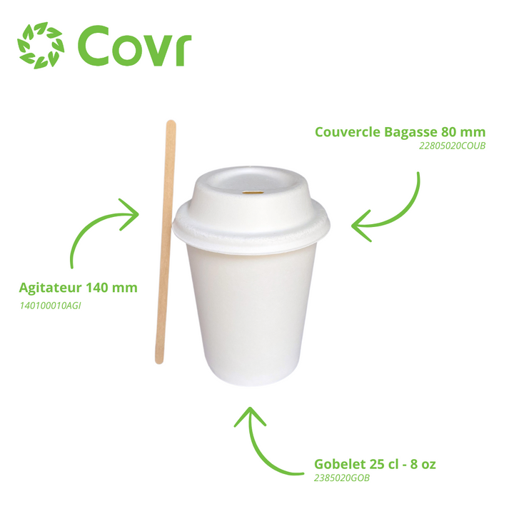 Gobelets carton blancs fontaine 25 cl / 8 oz - 250 + 18 g/m²