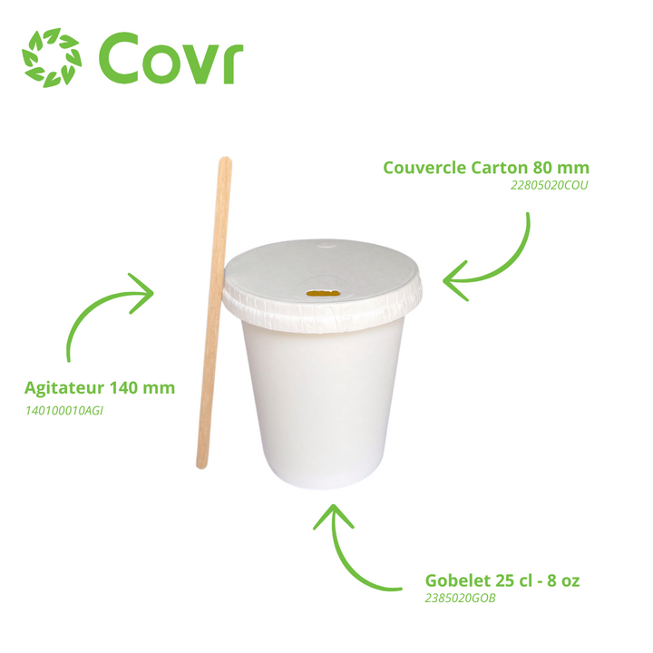 Gobelets carton blancs fontaine 25 cl / 8 oz - 250 + 18 g/m²