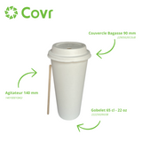 Gobelets carton blancs 65 cl / 22 oz - 300 + 18 g/m²