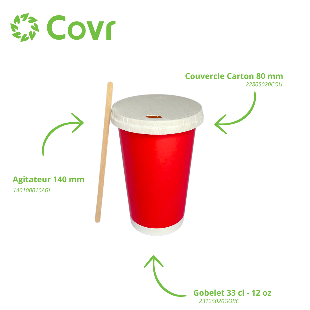 Gobelets carton rouges 33 cl / 12 oz boissons froides - 12 + 260 + 15 g/m²