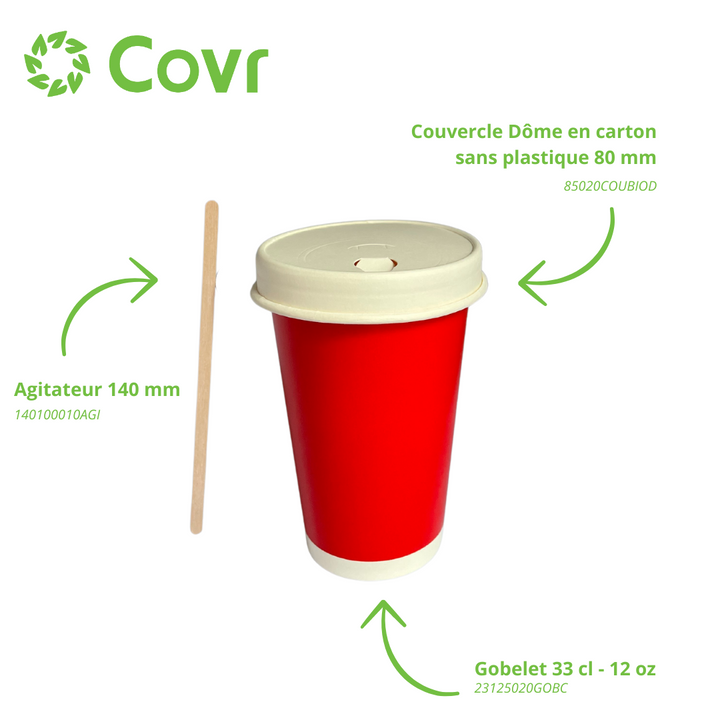 Gobelets carton rouges 33 cl / 12 oz boissons froides - 12 + 260 + 15 g/m²