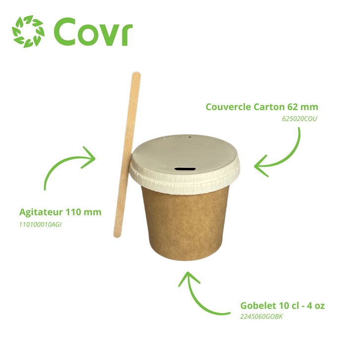 Gobelets carton kraft 10-12 cl 4 oz - 230 + 18 g/m²