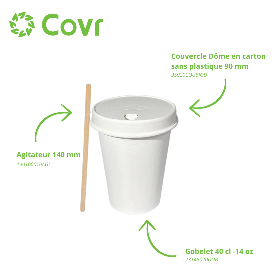 Gobelets carton blancs 40 cl / 14 oz - 300 + 18 g/m²