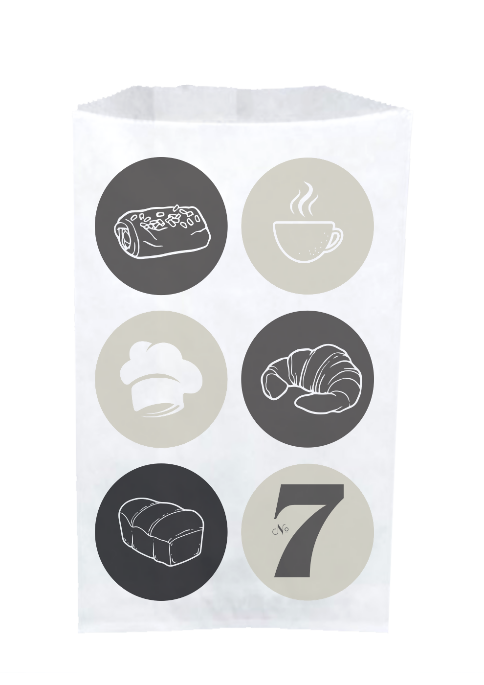 Sac croissant N°107 gamme "Nuance" 35gr blanc ou brun imprimé 250+70x350 (1000 unités)