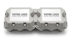 Boîte 6 œufs sécable par 2 en fibre moulée recyclée - étiquette personnalisée