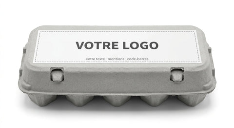 Boîte 10 œufs en fibre moulée recyclée - grande étiquette personnalisée 187 × 57 mm