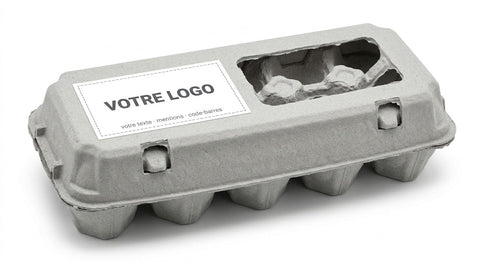 Boîte 10 œufs en fibre moulée recyclée - petite étiquette personnalisée 94 × 57 mm