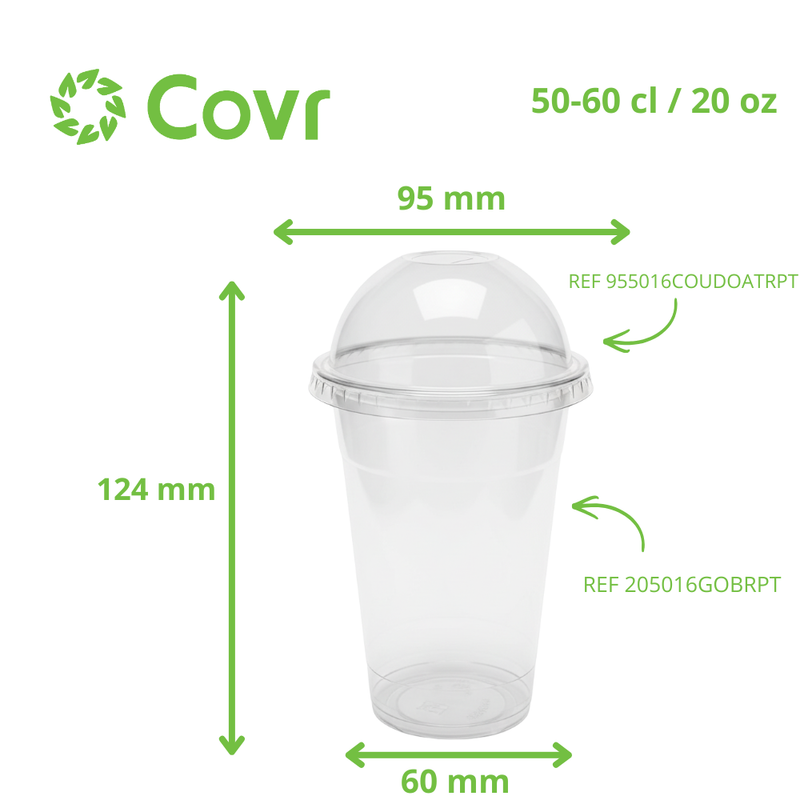 Couvercle dome rPET Milkshake avec ouverture ø 95 mm x 42 mm