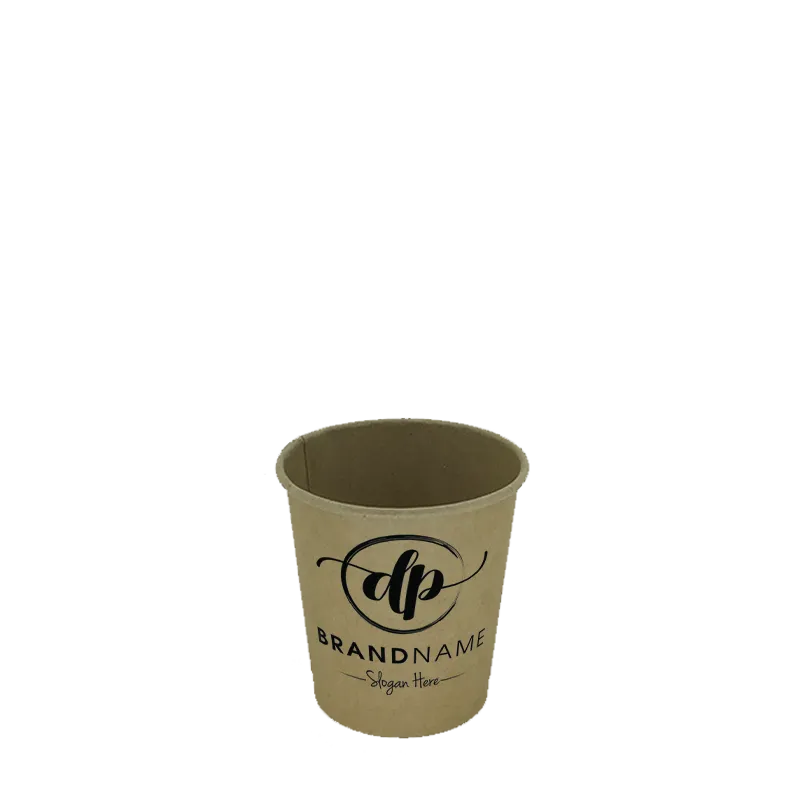 GOBELETS EN CARTON KRAFT IMPRIMÉS PERSONNALISÉS À PAROI SIMPLE 10/11 CL – 4OZ IMPRESSION UNE COULEUR NOIRE