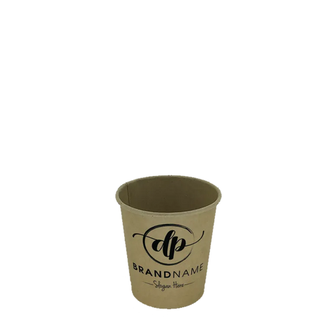 GOBELETS EN CARTON KRAFT IMPRIMÉS PERSONNALISÉS À PAROI SIMPLE 10/11 CL – 4OZ IMPRESSION UNE COULEUR NOIRE