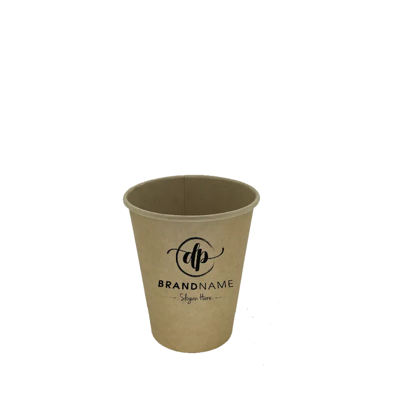 GOBELETS EN CARTON KRAFT IMPRIMÉS PERSONNALISÉS À PAROI SIMPLE 15/18 CL – 6 OZ IMPRESSION UNE COULEUR NOIRE