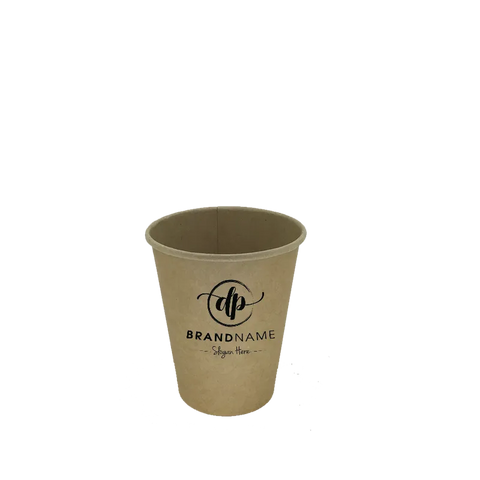 GOBELETS EN CARTON KRAFT IMPRIMÉS PERSONNALISÉS À PAROI SIMPLE 15/18 CL – 6 OZ IMPRESSION UNE COULEUR NOIRE
