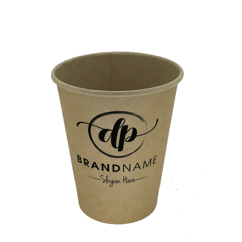 GOBELETS EN CARTON KRAFT IMPRIMÉS PERSONNALISÉS À PAROI SIMPLE 30/35 CL – 12OZ IMPRESSION UNE COULEUR NOIRE