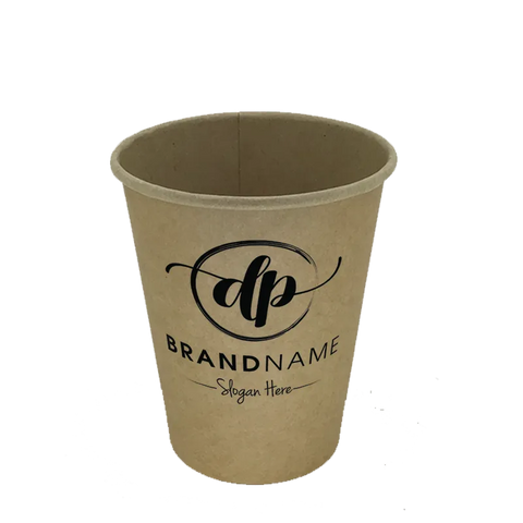 GOBELETS EN CARTON KRAFT IMPRIMÉS PERSONNALISÉS À PAROI SIMPLE 30/35 CL – 12OZ IMPRESSION UNE COULEUR NOIRE