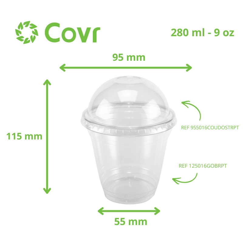 Couvercle dome rPET Milkshake sans ouverture ø 95 mm x 42 mm