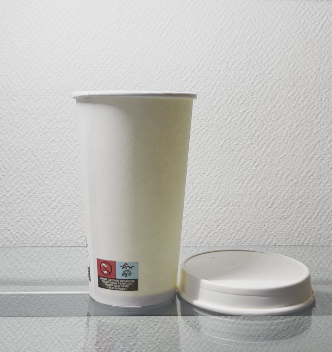 Couvercle dôme en carton blanc sans plastique 90 mm (1000 unités)