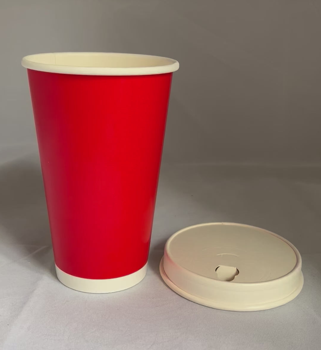 Gobelets carton rouges 50 cl / 16 oz boissons froides - 12 + 260 + 15 g/m²