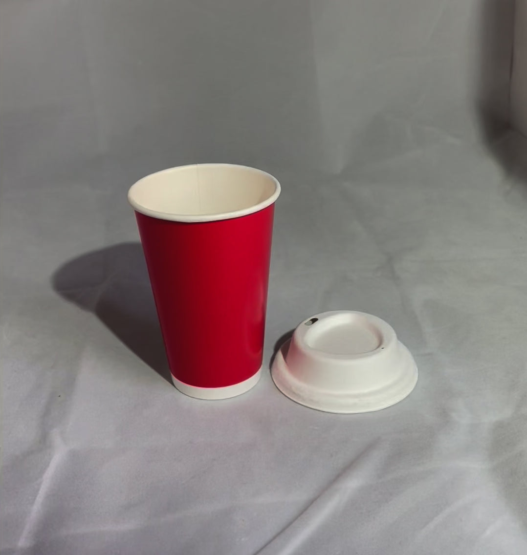 Gobelets carton rouges 33 cl / 12 oz boissons froides - 12 + 260 + 15 g/m²