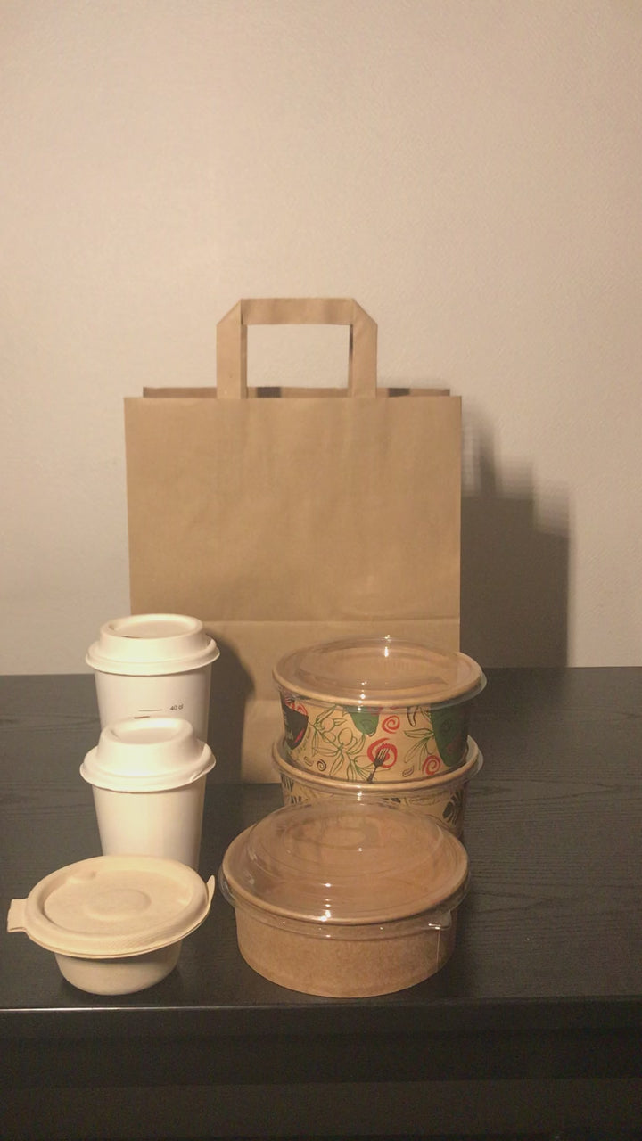 Sacs 26+14x30 cm en papier Kraft brun 80 gr 