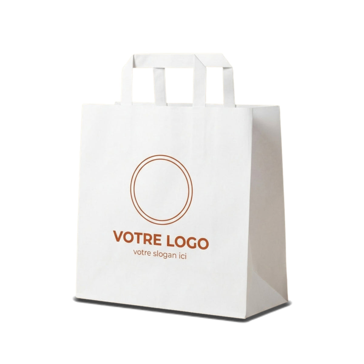 Sac papier blanc personnalisé 26 × 17 × 25 cm avec votre logo imprimé