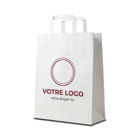 Sac papier blanc personnalisé 32 × 17 × 44 cm avec votre logo imprimé