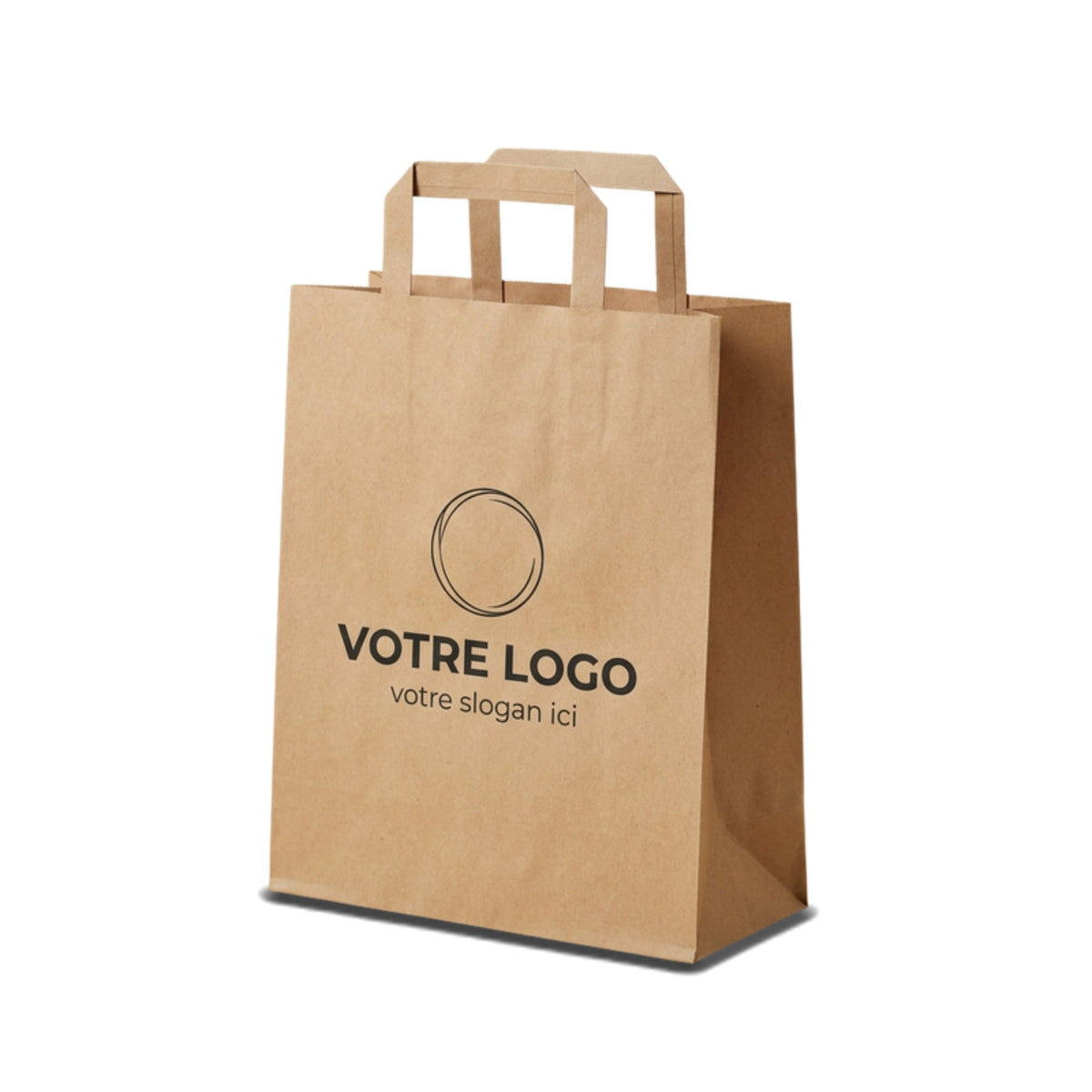 Sac papier kraft écru personnalisé 22 × 10 × 28 cm avec votre logo imprimé