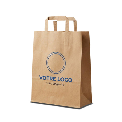 Sac papier kraft écru personnalisé 26 × 12 × 35 cm avec votre logo imprimé