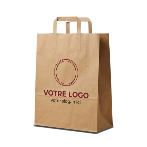 Sac papier kraft écru personnalisé 32 × 17 × 44 cm avec votre logo imprimé