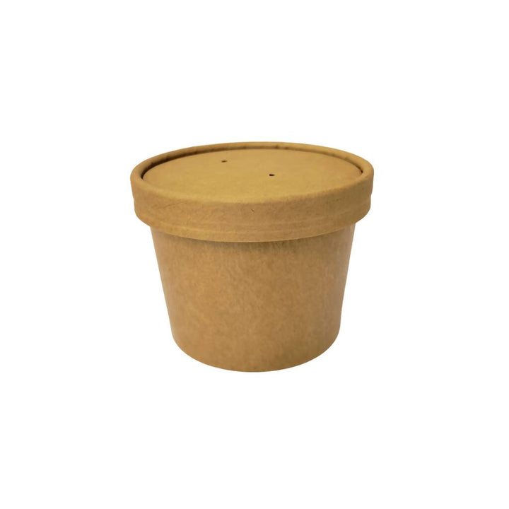 Pot kraft + couvercle kraft 360mL / 12oz 9,8x8,1x7cm (500 unités)