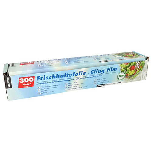 Filme plastique alimentaire 300 m x 45 cm avec nouveau système de découpage (6 unités)