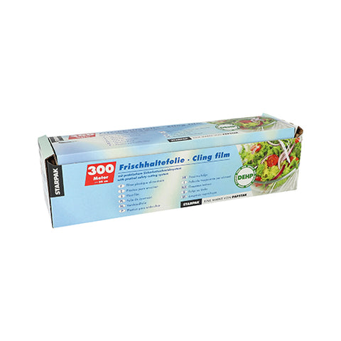 Filme plastique alimentaire 300 m x 30 cm avec nouveau système de découpage (6 unités)