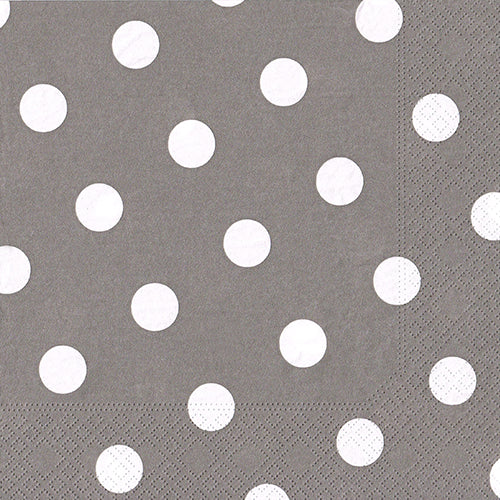 Serviettes. 3 plis pliage 40 cm x 40 cm gris "Dots"