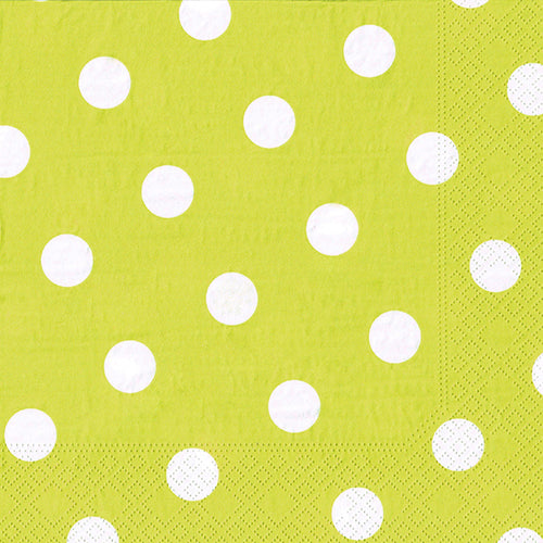 Serviettes. 3 plis pliage 40 cm x 40 cm vert anis "Dots"