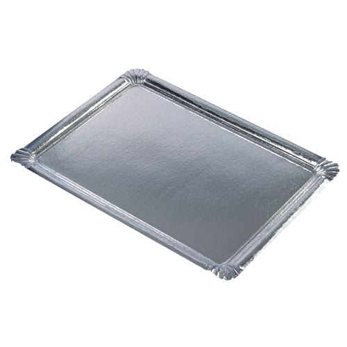 Plateaux en carton avec couche de PET rectangulaire 34 cm x 45,5 cm argent (100 unités)