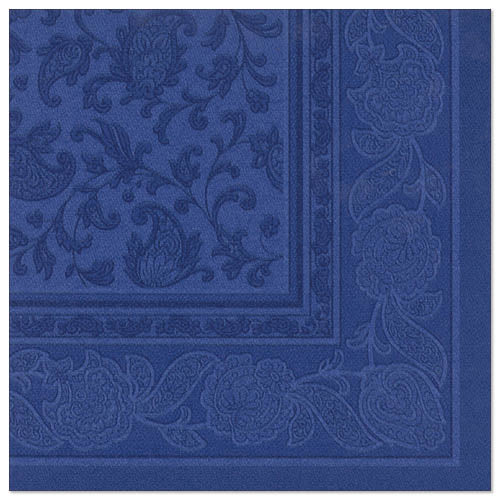 Serviettes "ROYAL Collection" pliage 40 cm x 40 cm bleu foncé "Ornaments" 