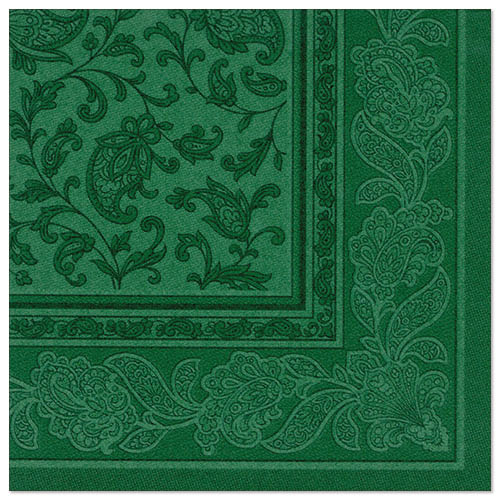 Serviettes "ROYAL Collection" pliage 40 cm x 40 cm vert foncé "Ornaments"